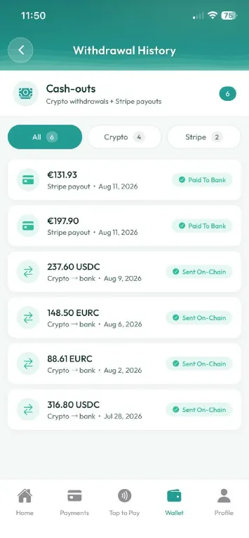 Card payouts and crypto withdrawals, together